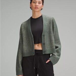 Lululemon Cotton-Blend Crewneck Cardigan